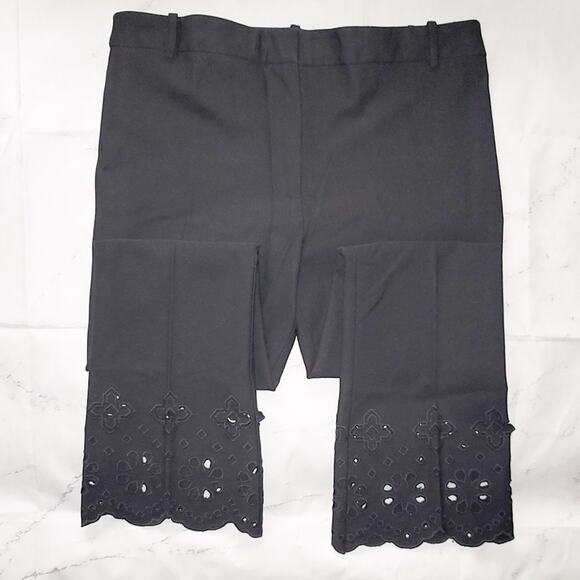Derek Lam 10 Crosby black laser cut high rise flare capri pants size 10 - Picture 2 of 11